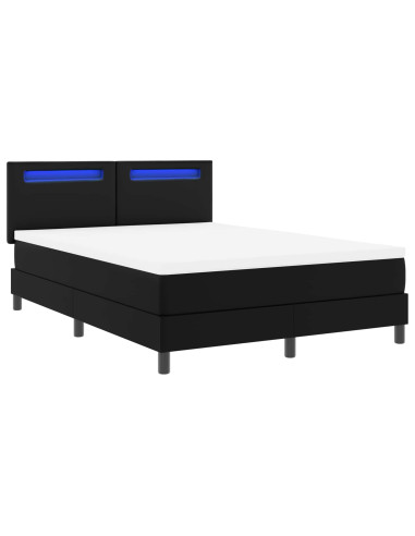 Letto a molle con materasso Nero 160 x 200 cm Pelle sintetica