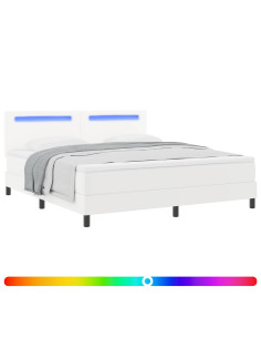 Letto a molle con materasso Bianco 180 x 200 cm Pelle sintetica 2
