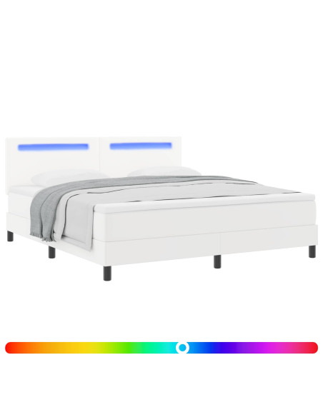 Letto a molle con materasso Bianco 180 x 200 cm Pelle sintetica