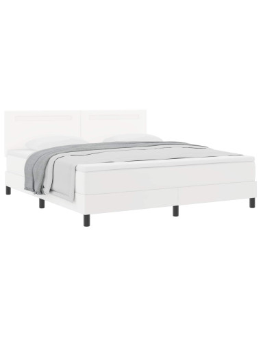 Letto a molle con materasso Bianco 180 x 200 cm Pelle sintetica