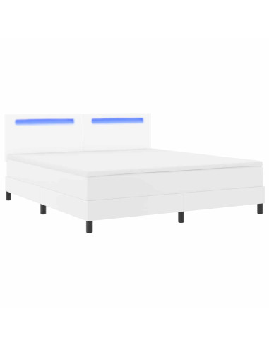 Letto a molle con materasso Bianco 180 x 200 cm Pelle sintetica