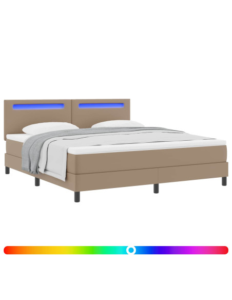 Letto a molle Cappuccino 180 x 200 cm Pelle sintetica