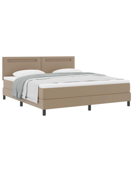 Letto a molle Cappuccino 180 x 200 cm Pelle sintetica