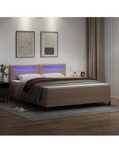Letto a molle Cappuccino 180 x 200 cm Pelle sintetica