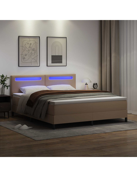 Letto a molle Cappuccino 180 x 200 cm Pelle sintetica