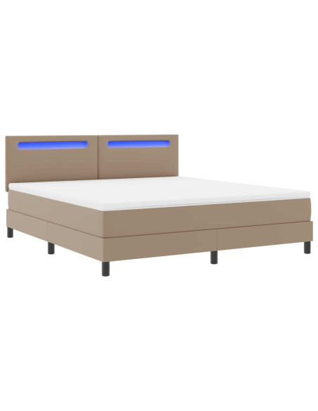 Letto a molle Cappuccino 180 x 200 cm Pelle sintetica