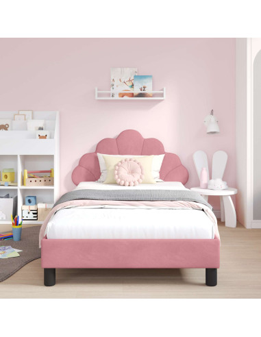 Struttura letto bambini con testata Rosa 80 x 200 cm Velluto