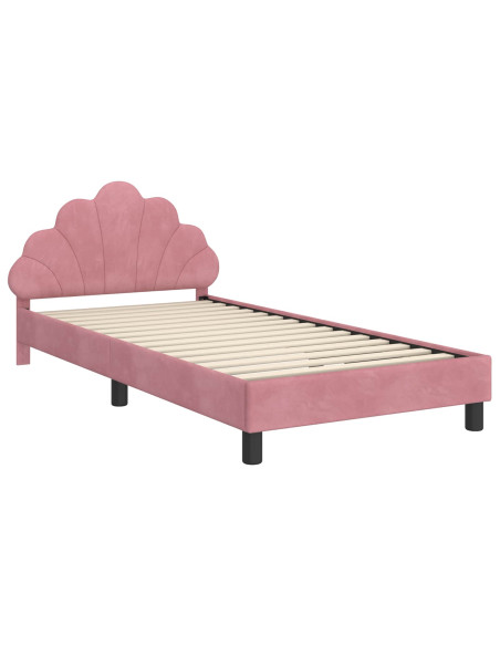 Struttura letto bambini con testata Rosa 80 x 200 cm Velluto
