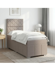 Letto box spring con materasso Tortora 90 x 200 cm Tessuto