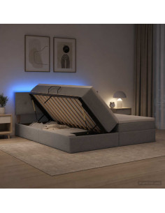 Letto con contenitore LED e materasso Grigio Chiaro