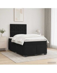 Letto box spring con materasso Nero 120 x 190 cm Velluto