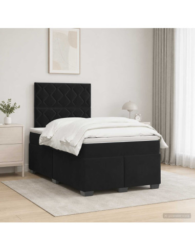 Letto box spring con materasso Nero 120 x 190 cm Velluto