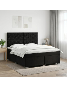 Letto box spring con materasso Nero 160 x 200 cm Velluto
