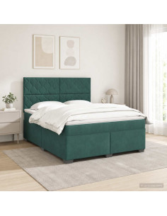 Letto box spring con materasso Verde Scuro 160 x 200 cm Velluto