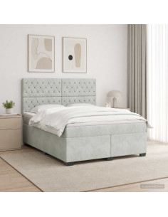 Letto box spring con materasso Grigio Chiaro 180 x 200 cm