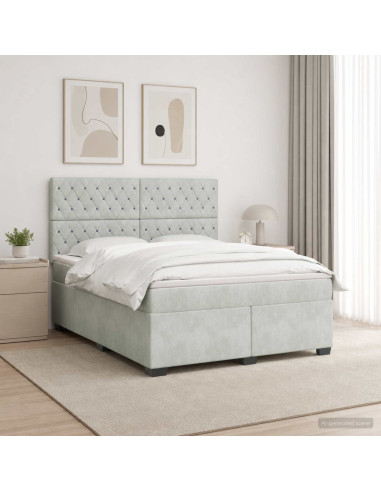 Letto box spring con materasso Grigio Chiaro 180 x 200 cm