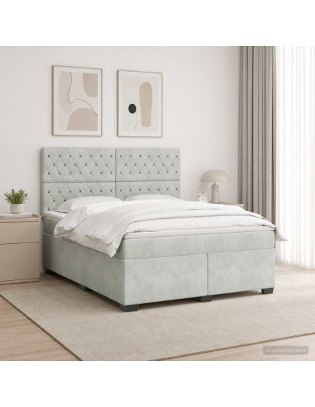 Letto box spring con materasso Grigio Chiaro 180 x 200 cm