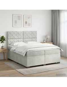 Letto box spring con materasso Grigio Chiaro 200 x 200 cm