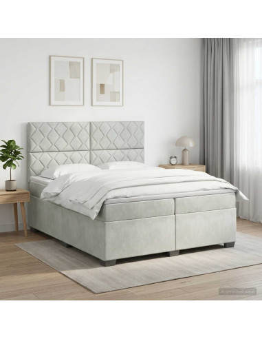 Letto box spring con materasso Grigio Chiaro 200 x 200 cm
