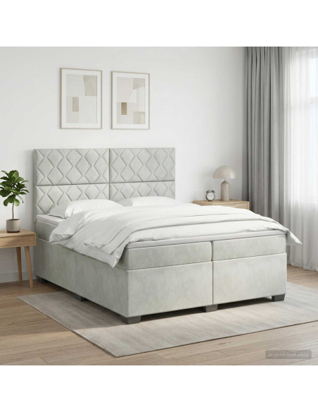 Letto box spring con materasso Grigio Chiaro 200 x 200 cm