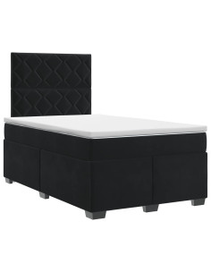 Letto box spring con materasso Nero 120 x 190 cm Velluto 2