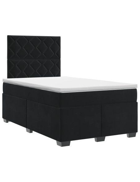 Letto box spring con materasso Nero 120 x 190 cm Velluto