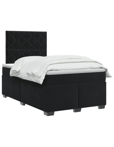 Letto box spring con materasso Nero 120 x 190 cm Velluto