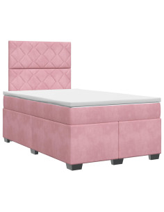 Letto box spring con materasso Rosa 120 x 200 cm Velluto 2