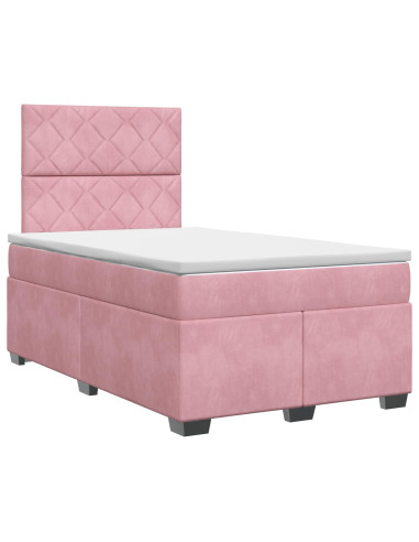 Letto box spring con materasso Rosa 120 x 200 cm Velluto