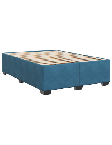 Letto box spring con materasso Blu 160 x 200 cm Velluto