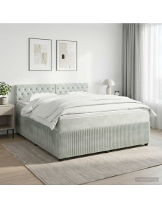 Letto box spring con materasso Grigio Chiaro 180 x 200 cm