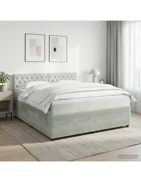 Letto box spring con materasso Grigio Chiaro 180 x 200 cm