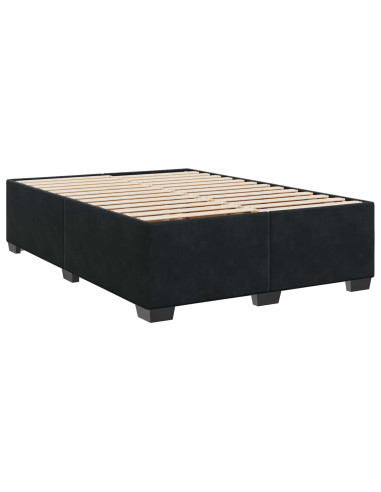 Letto box spring con materasso Nero 160 x 200 cm Velluto