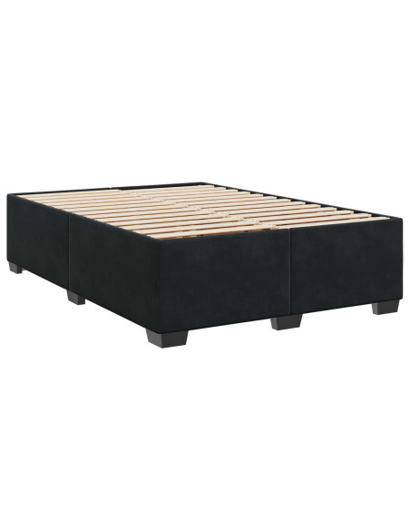 Letto box spring con materasso Nero 160 x 200 cm Velluto