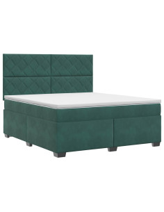 Letto box spring con materasso Verde Scuro 160 x 200 cm Velluto 2