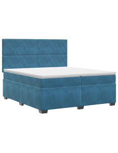 Letto box spring con materasso Blu 200 x 200 cm Velluto 2