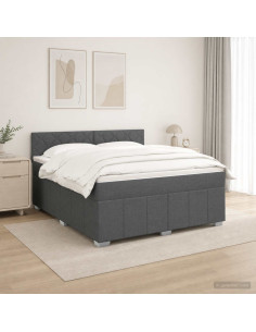 Letto Box Spring LED con Materasso Grigio Scuro 180 x 200 cm