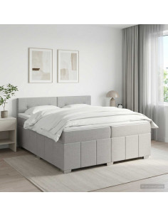 Letto Box Spring LED con Materasso Grigio Chiaro 200 x 200 cm
