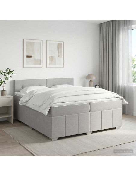 Letto Box Spring LED con Materasso Grigio Chiaro 200 x 200 cm