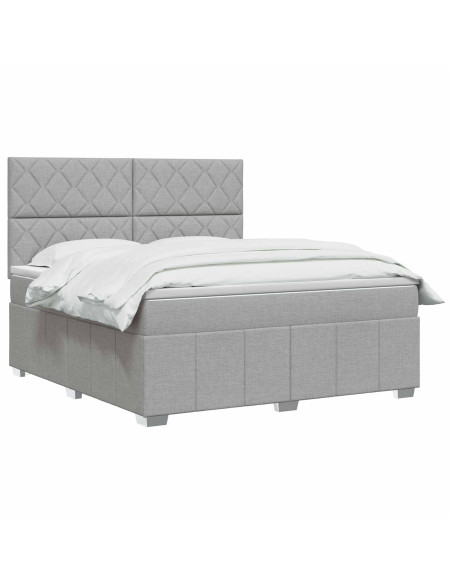 Letto Box Spring LED con Materasso Grigio Chiaro 140 x 200 cm