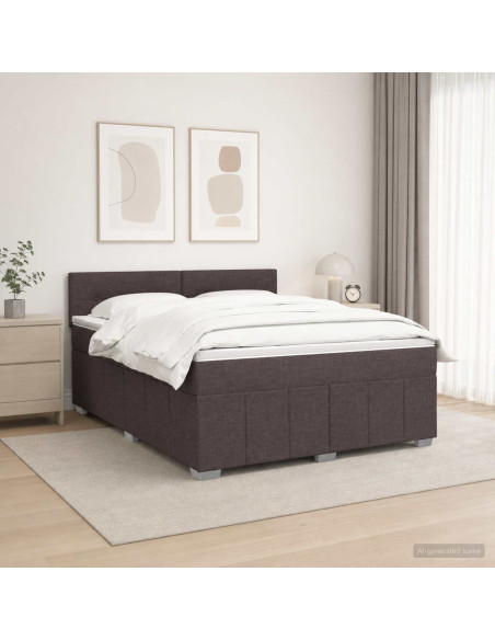 Letto Box Spring LED con Materasso Marrone Scuro 180 x 200 cm