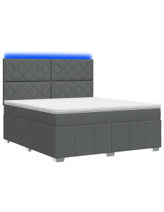 Letto Box Spring LED con Materasso Grigio Scuro 180 x 200 cm 2