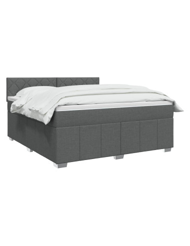 Letto Box Spring LED con Materasso Grigio Scuro 180 x 200 cm