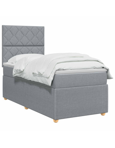 Letto Box Spring LED con Materasso Grigio Chiaro 90 x 190 cm