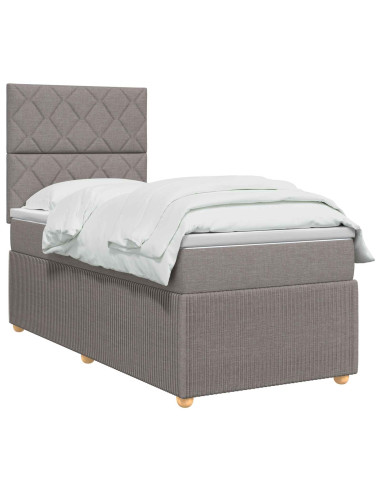 Letto Box Spring LED con Materasso Tortora 90 x 190 cm Tessuto