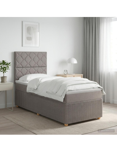 Letto Box Spring LED con Materasso Tortora 90 x 190 cm Tessuto
