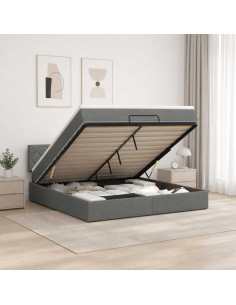Letto Ottomano con Materasso e LED Grigio Scuro 180 x 200 cm