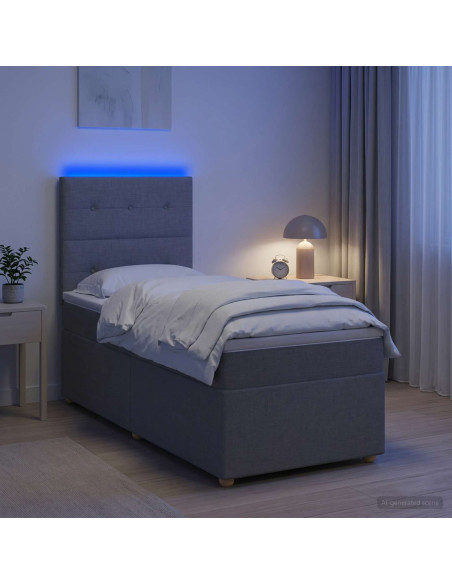 Letto box spring con materasso Grigio Chiaro 100 x 200 cm