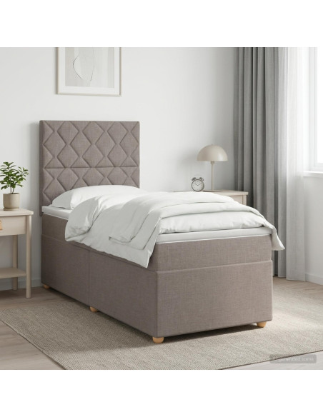 Letto box spring con materasso Tortora 100 x 200 cm Tessuto