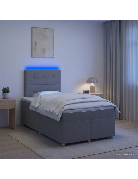 Letto box spring con materasso Grigio Chiaro 120 x 190 cm